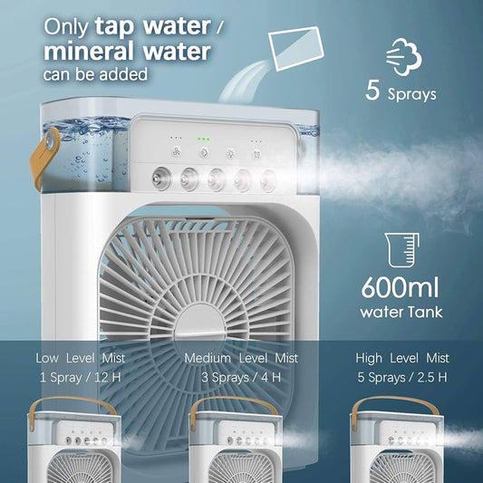 Portable Cooling Fan with Mist & Ice Function