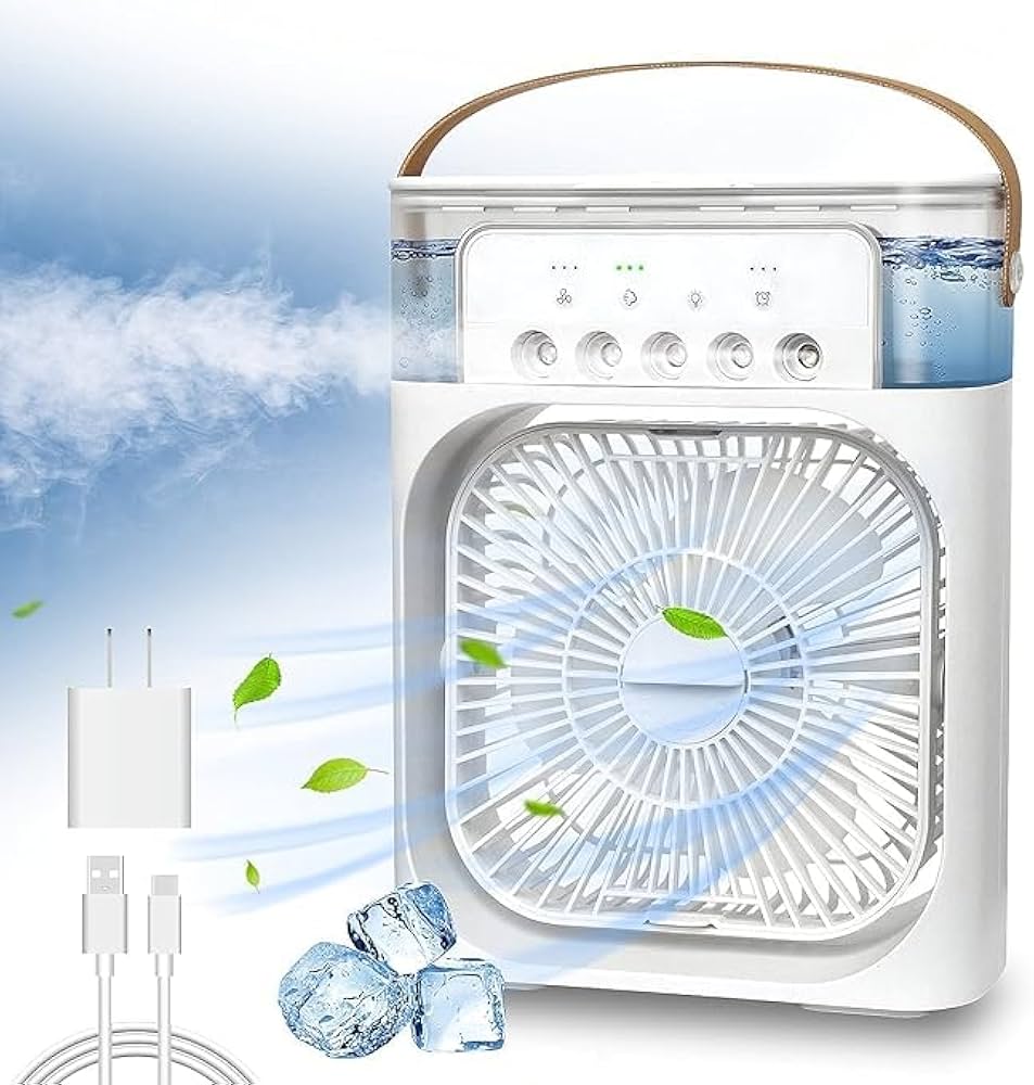 Portable Cooling Fan with Mist & Ice Function